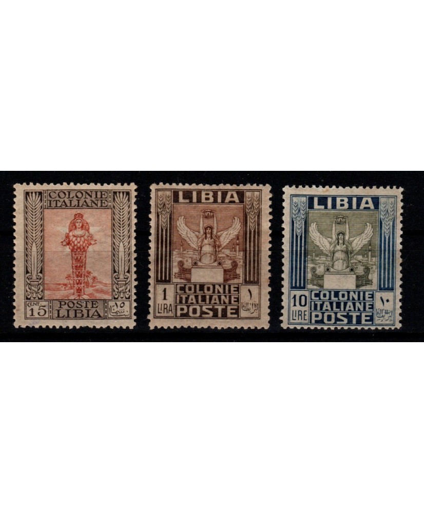 Libia 1921 - Pittorica, 3 valori chiavi di serie nuovi
