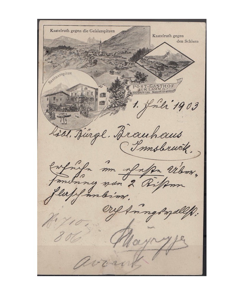 1903 Kastelruth / Castelrotto cartolina usata